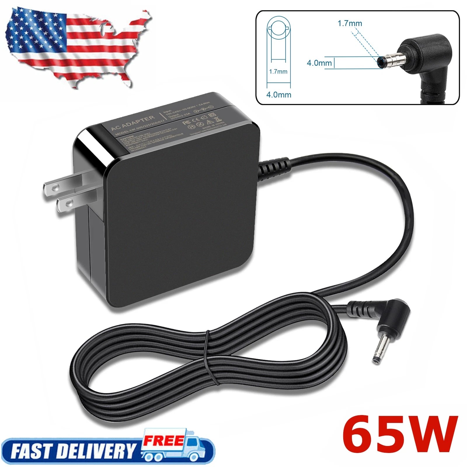 65W Laptop Charger for Lenovo IdeaPad 3 15IIL05 ADLX65CCGU2A 330-17 yoga 710 US