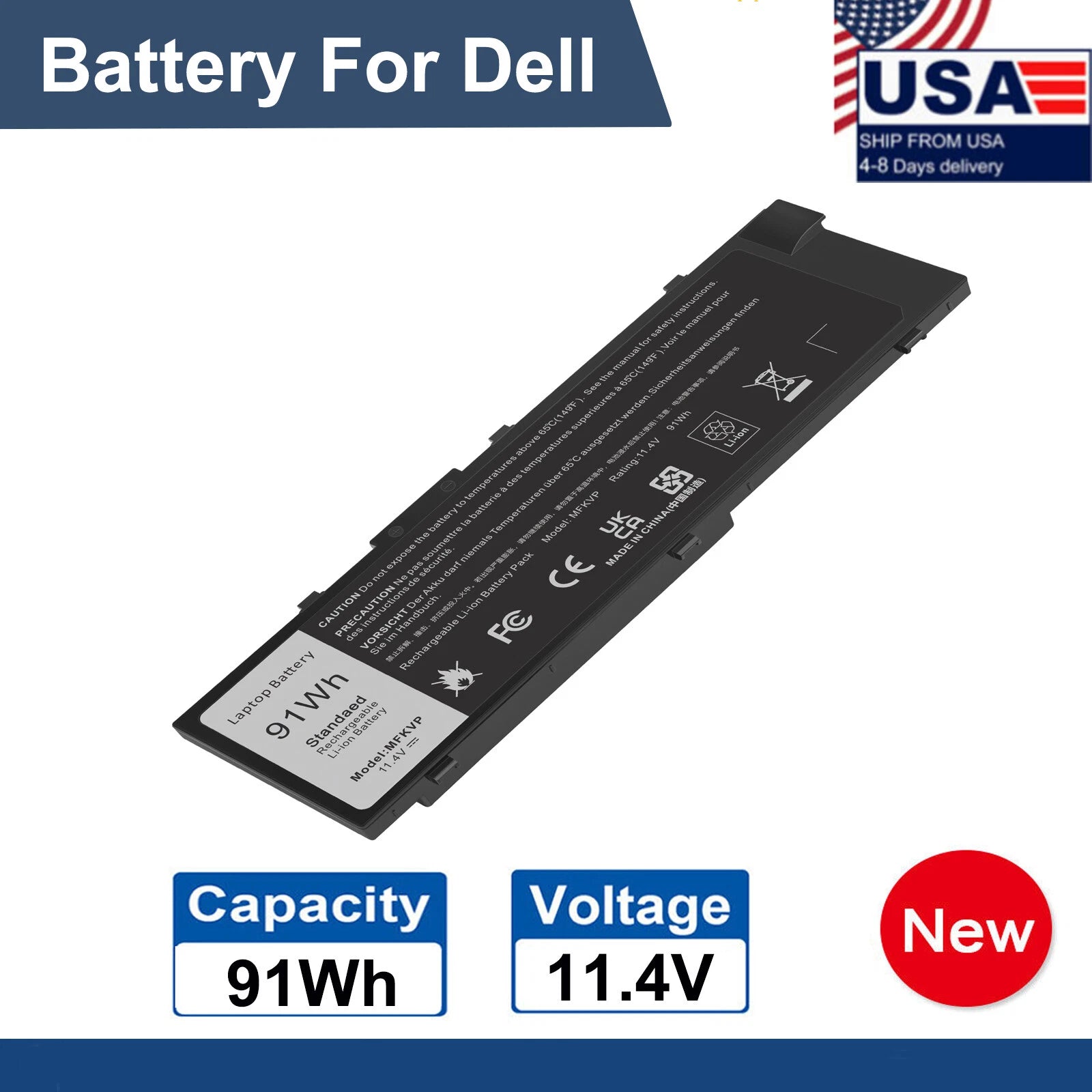 MFKVP Battery For Dell Precision 15 7510 7520 17 7710 7720 451-BBSB 451-BBSF NEW