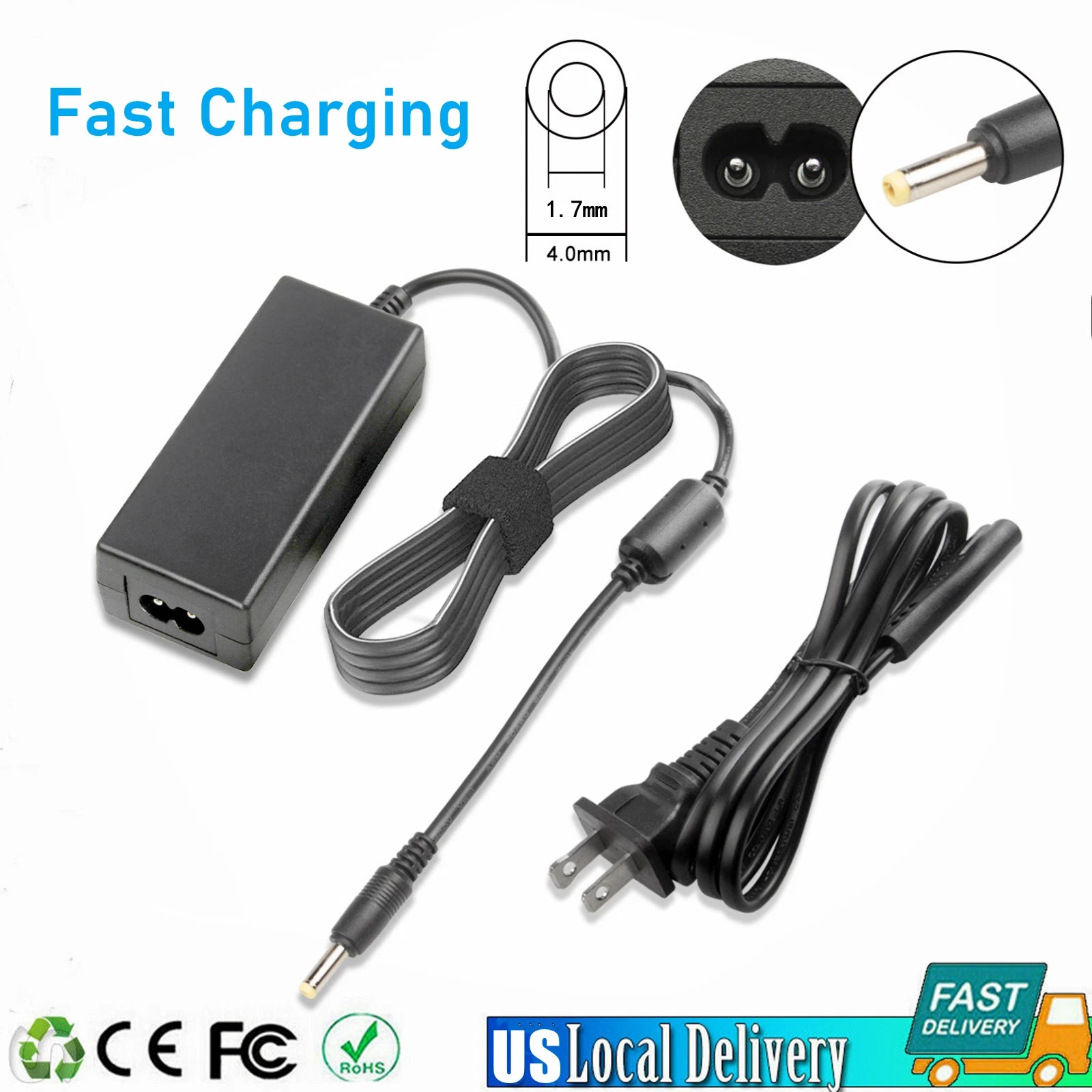 30W Adapter Charger For HP Compaq Mini 110-1000 210-1091NR 700 CQ10 Power Cord