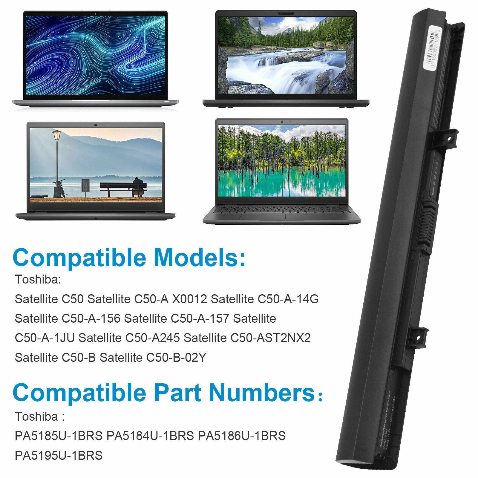 Battery for Toshiba Satellite PA5185U-1BRS 5186U C55T C55 L55T C55D /Charger