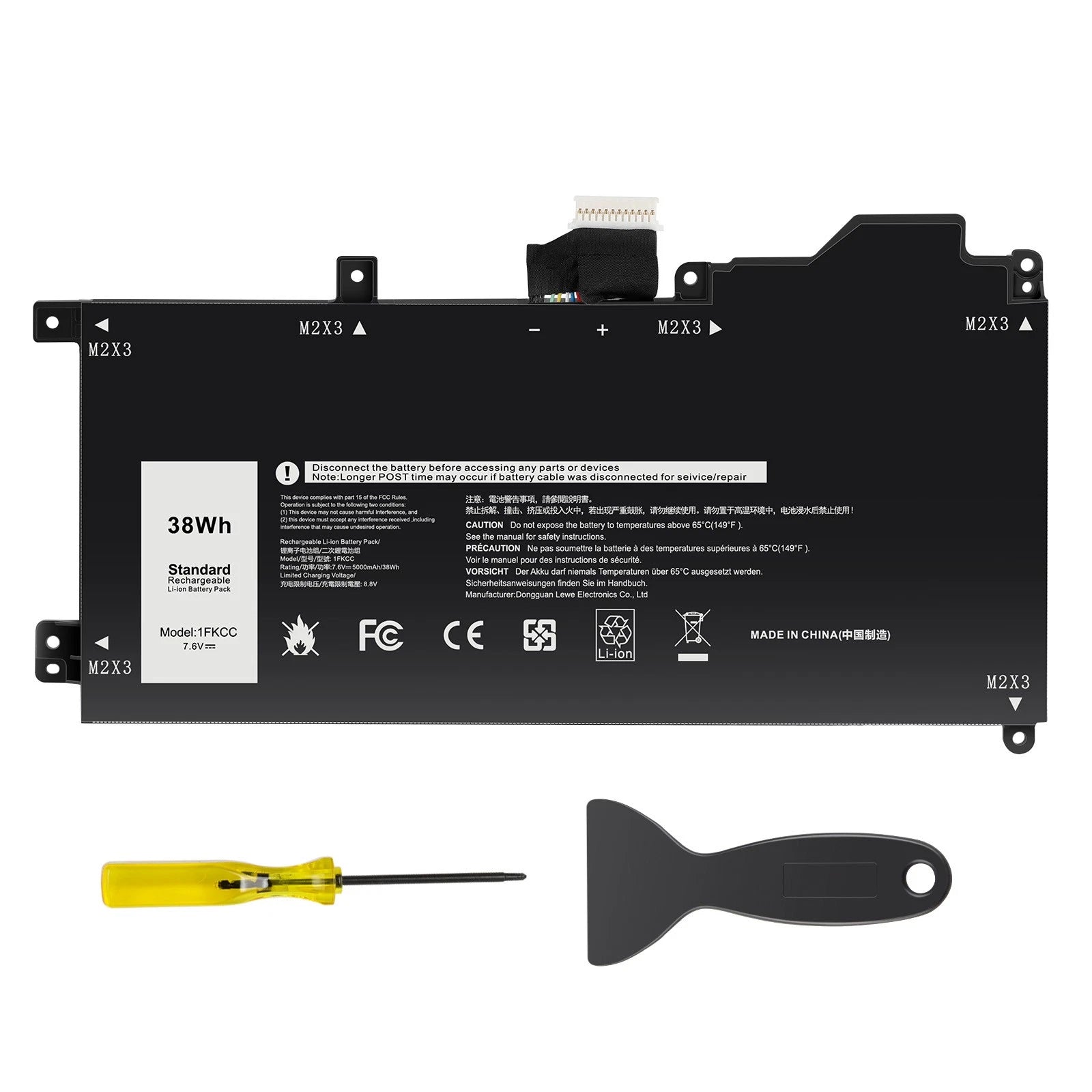 1FKCC BATTERY FOR DELL LATITUDE 7200 7210 2-IN-1 SERIES KWWW4 D9J00 9NTKM 38WH