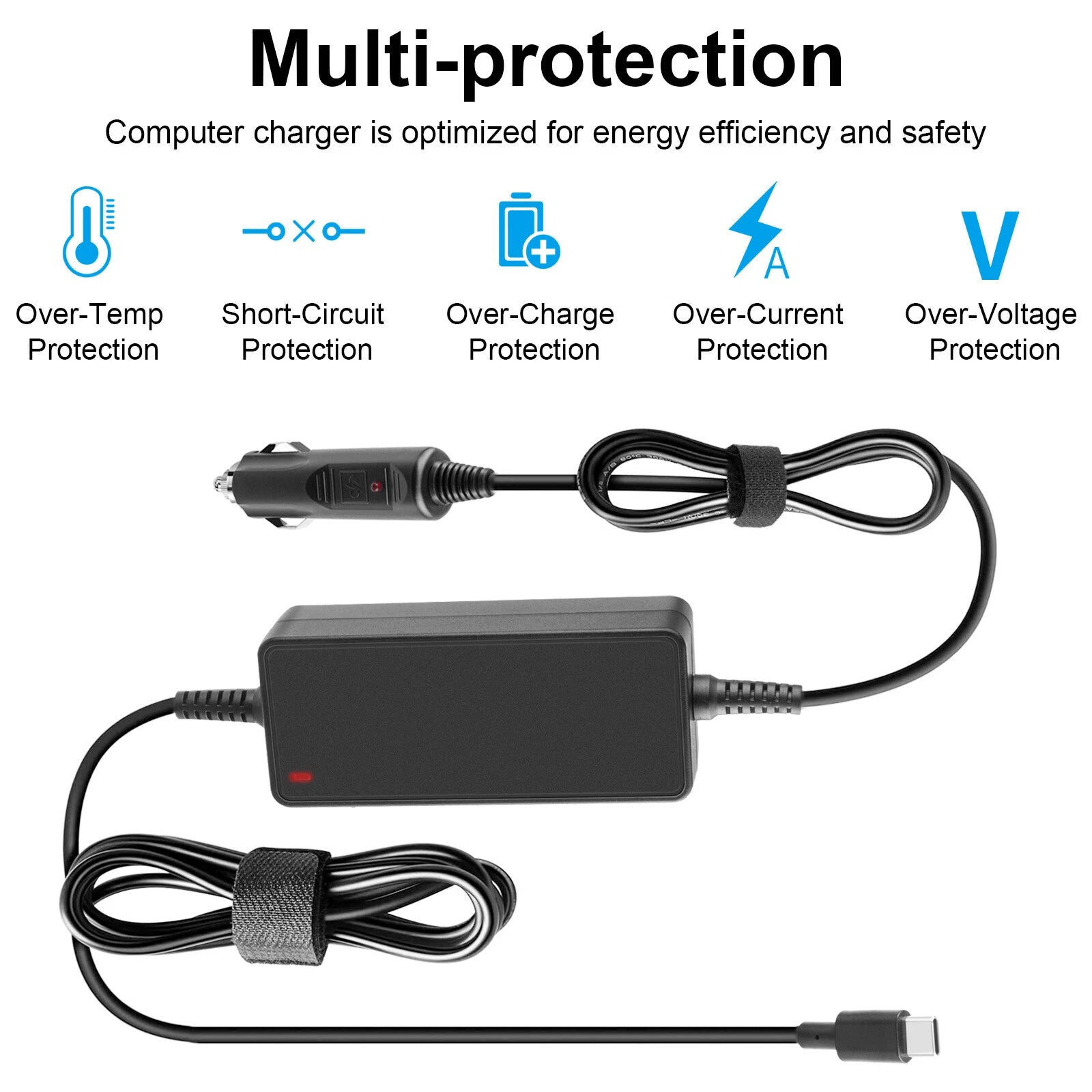 65W TYPE-C/USB-C Universal Car Laptop Adapter Charger For Macbook Samsung Lenovo