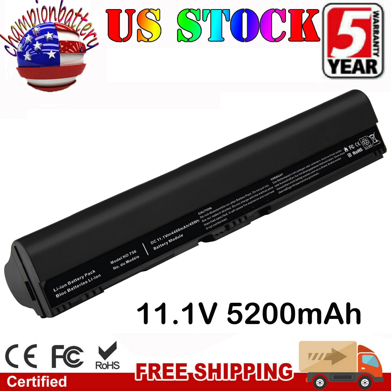 Battery for Acer Aspire AL12X32 AL12A31 AL12B31 AL12B32 Aspire One 756 5200mAh