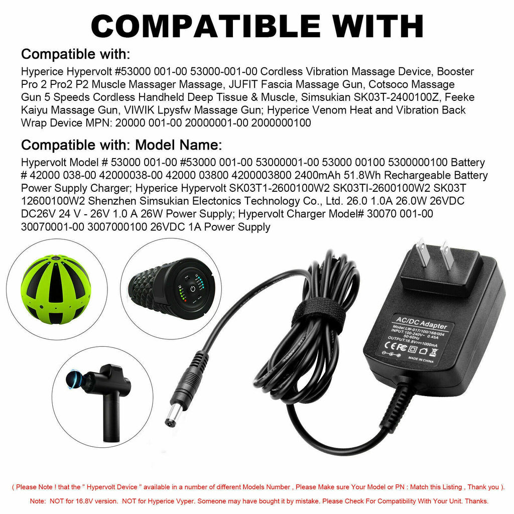 Massage Gun Charger AC/DC 24V-25.2V Adapter For 24V Muscle Deep Tissue Massage