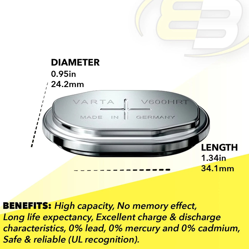 2x VARTA V600HRT 1.2V 600mAh NiMH Battery Compatible With V500HT, 5183454AA