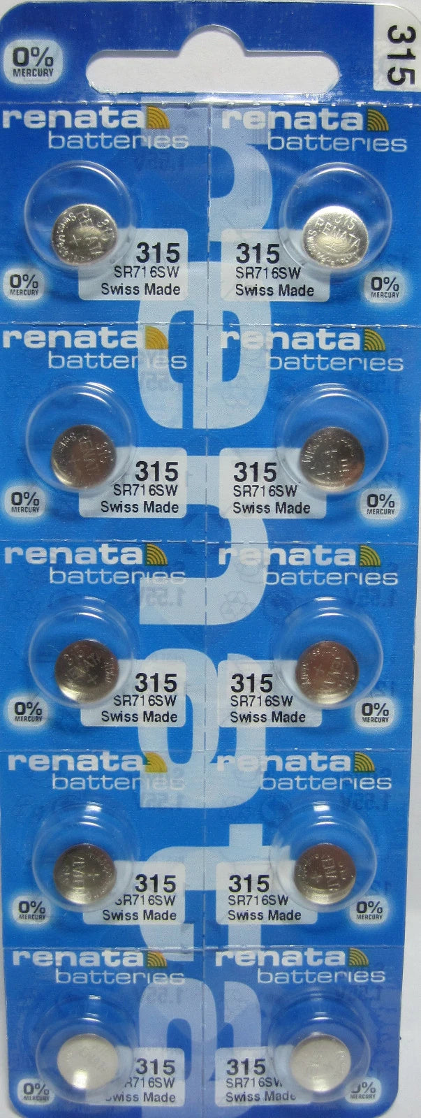 10 Renata 315 Watch and Calculator Batteries