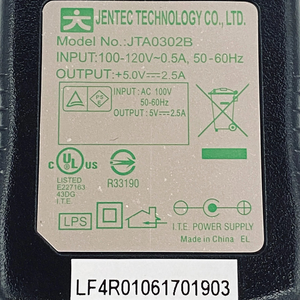 NEW Genuine Jentec JTA0302B 5.5x2.1mm AC Adapter 5V 2.5A Power Wall Plug