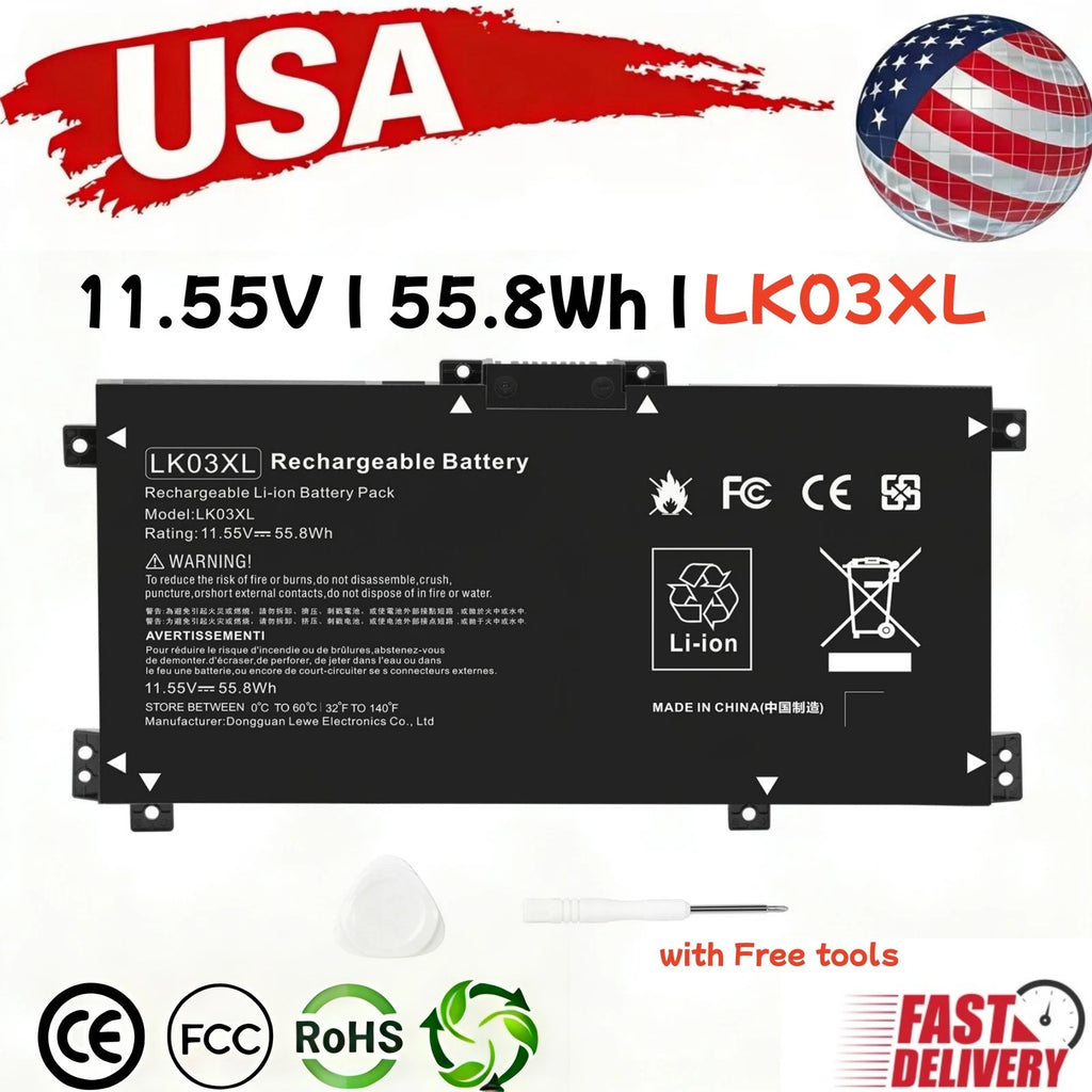 LK03XL Battery For HP ENVY X360 15-BP 15M-BQ 17M-CE 17-BW L09281-855 55.8Wh
