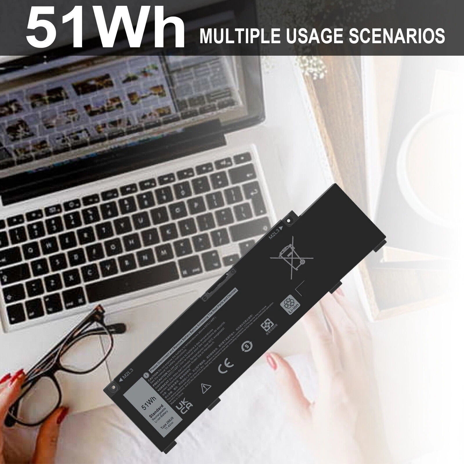 Replace 266J9 Battery for Dell G3 15 3500 3590 G5 5500 5505 C9VNH 0415CG 0PN1VN