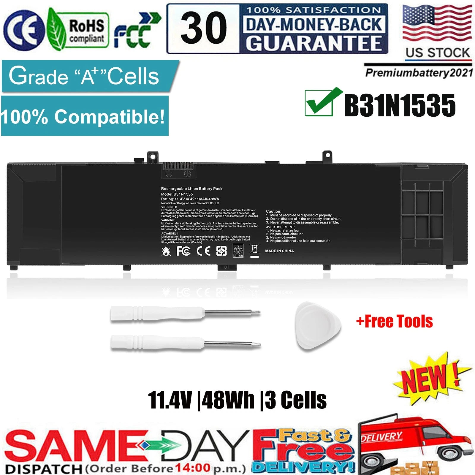 ?B31N1535 Laptop Battery For Asus Zenbook UX310 UX310UA UX310UQ UX410UA UX410UQ