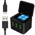 2 Pack Hero 11 Battery & 3-Channel Charger Station for Gopro Hero 11/10/9 Black