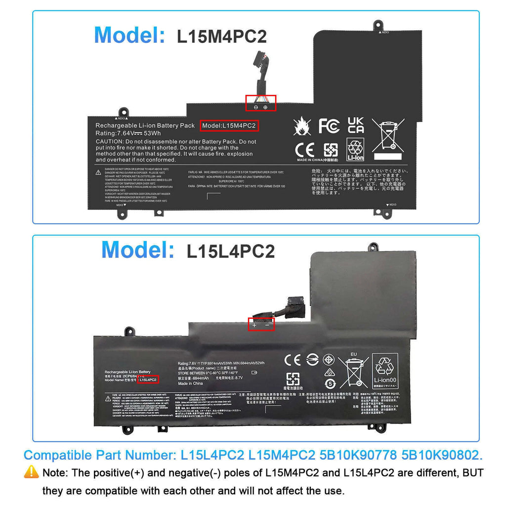 L15M4PC2 Battery For Lenovo Yoga 710-14IKB 710-14ISK 710-15IKB 710-15ISK 53Wh