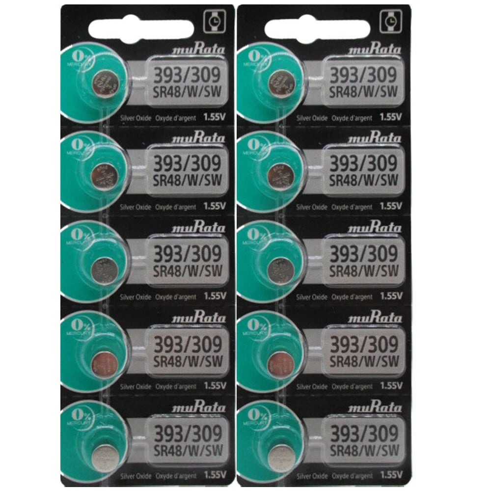 393 / 309 Murata Replaces Sony Silver Oxide Watch / Electronic Batteries 10 Pcs
