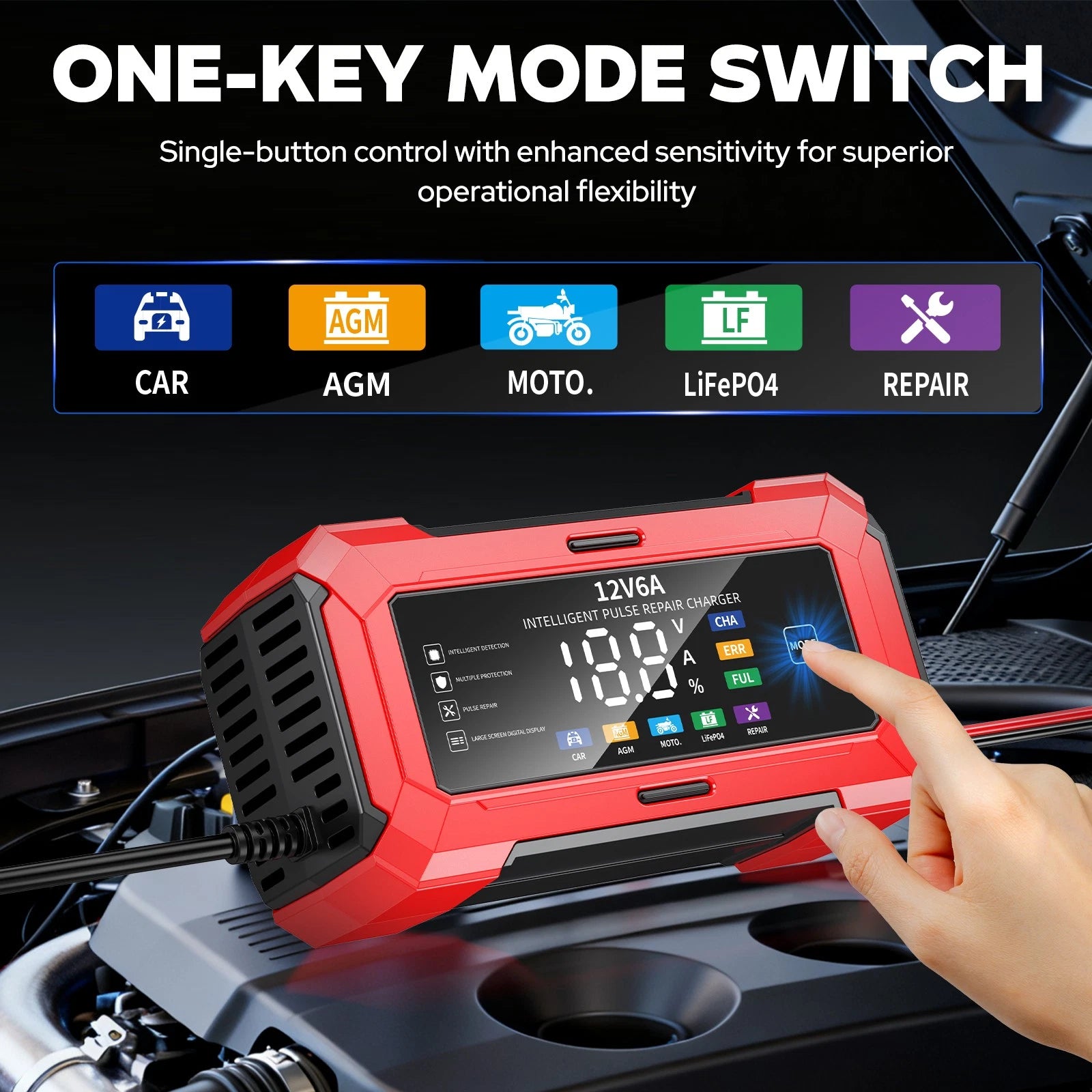 12V 6A Smart Car Battery Charger Automatic Lifepo4 Repair Maintainer Trickle New