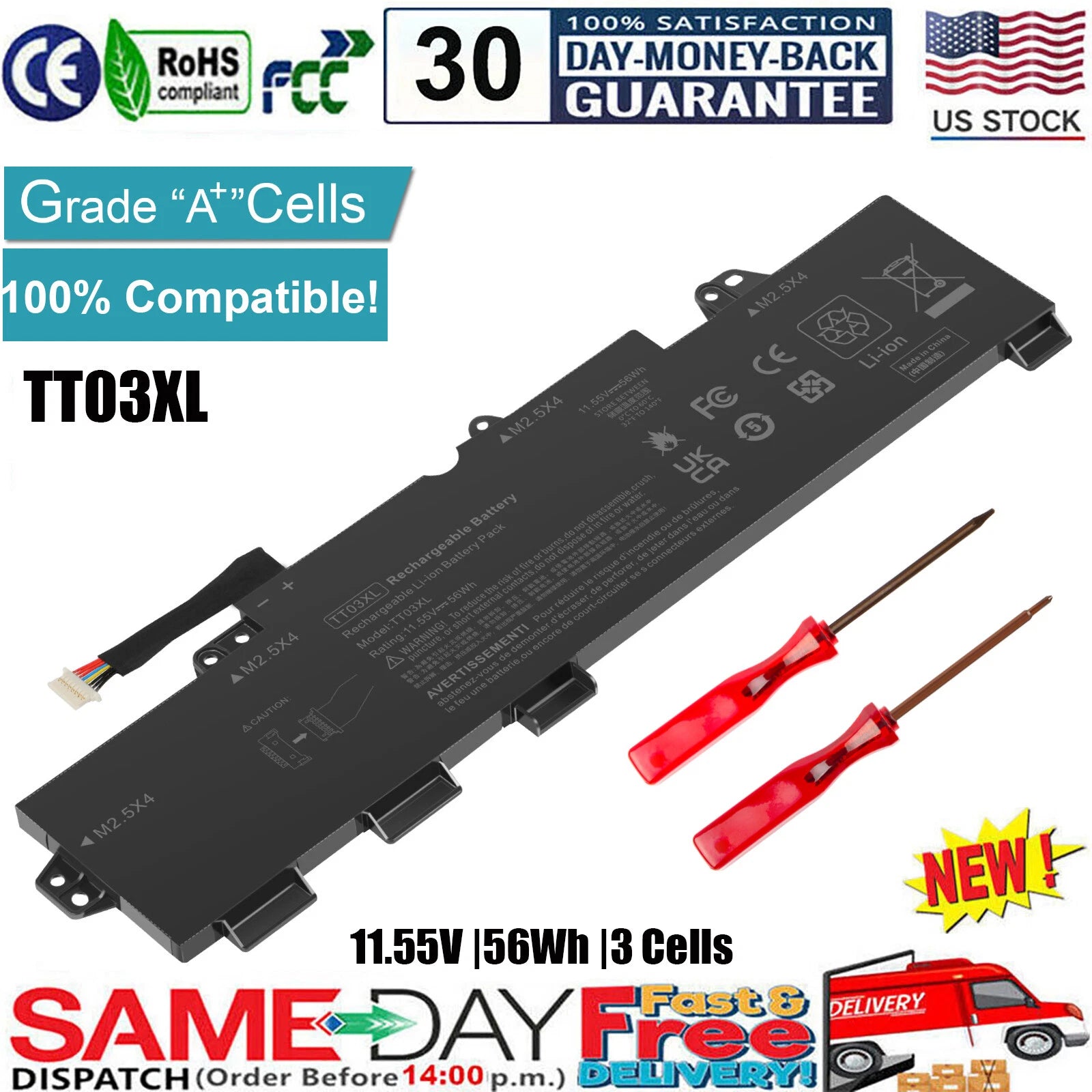 ?TT03XL Battery for HP EliteBook 755 G5 850 G5 G6 ZBook 15U G5 G6 56Wh 11.55V