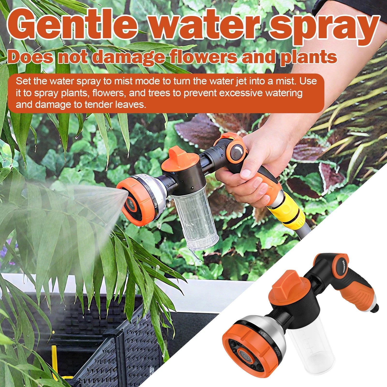 Garden Hose Nozzle/Spray Gun Nozzle 8 Patterns Water Nozzle/High Pressure Spray