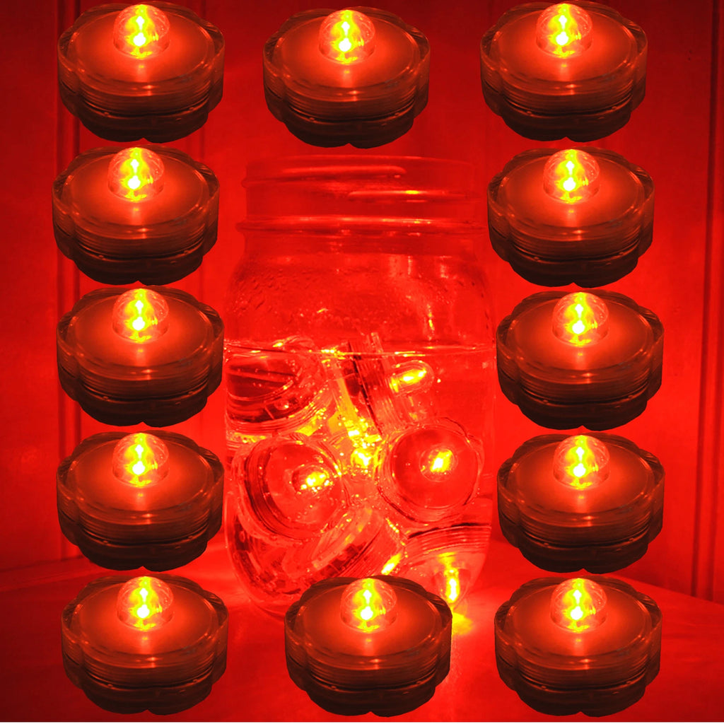 Submersible Waterproof Battery LED Tea Light ~ HALLOWEEN Decoration~ORANGE~12 Pk