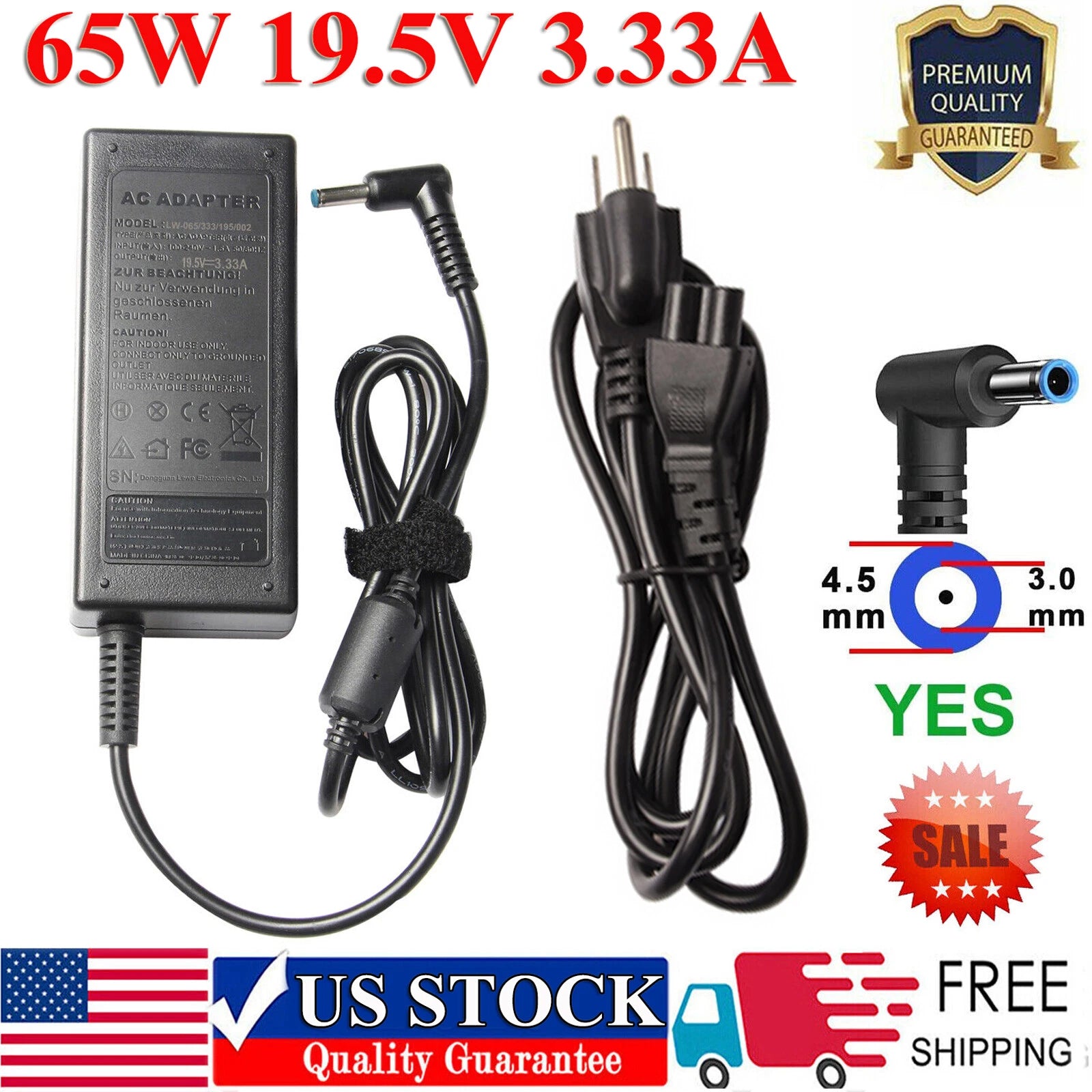 65W AC Adapter Power Charger for HP Pavilion 11 x360 Envy Stream Laptop Blue Tip