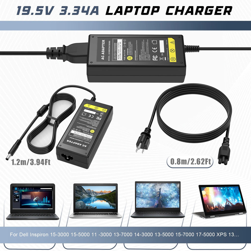 AC Adapter Charger For Dell Inspiron P20T P28E P57G P60G P64G P51F 2-in-1 Laptop