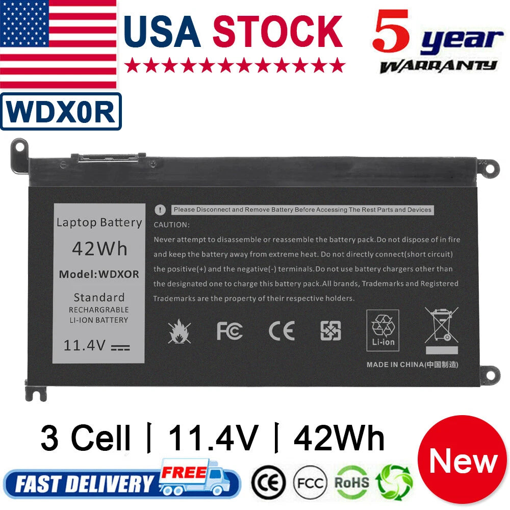 3-Cell 42Wh WDXOR WDX0R Battery for Dell Latitude 3180 3190 3300 3379 3380 3390