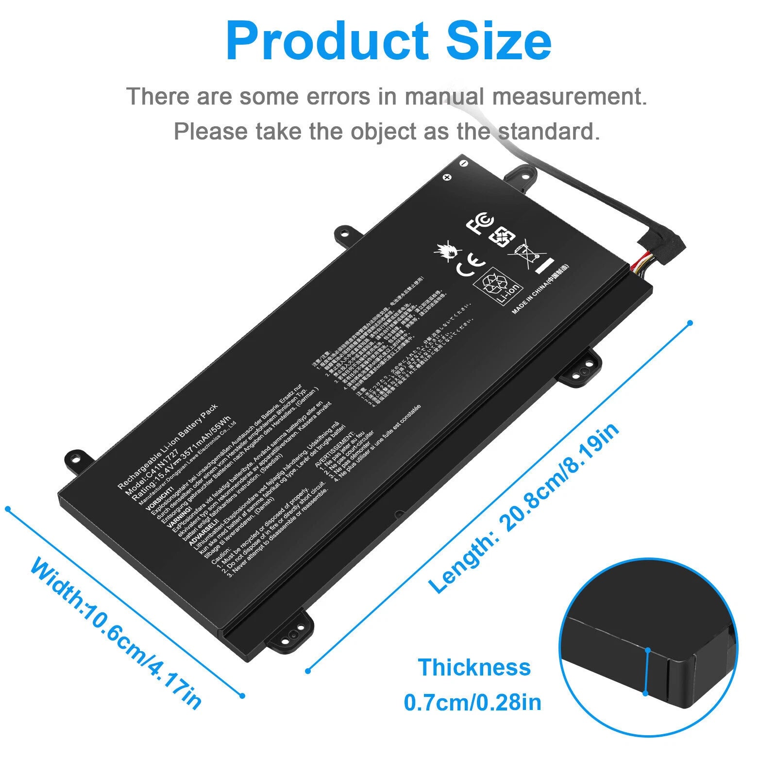 Battery C41N1727 For Asus Zephyrus GM501 GM501G GM501GM GM501GS GU501 GU501G 55W