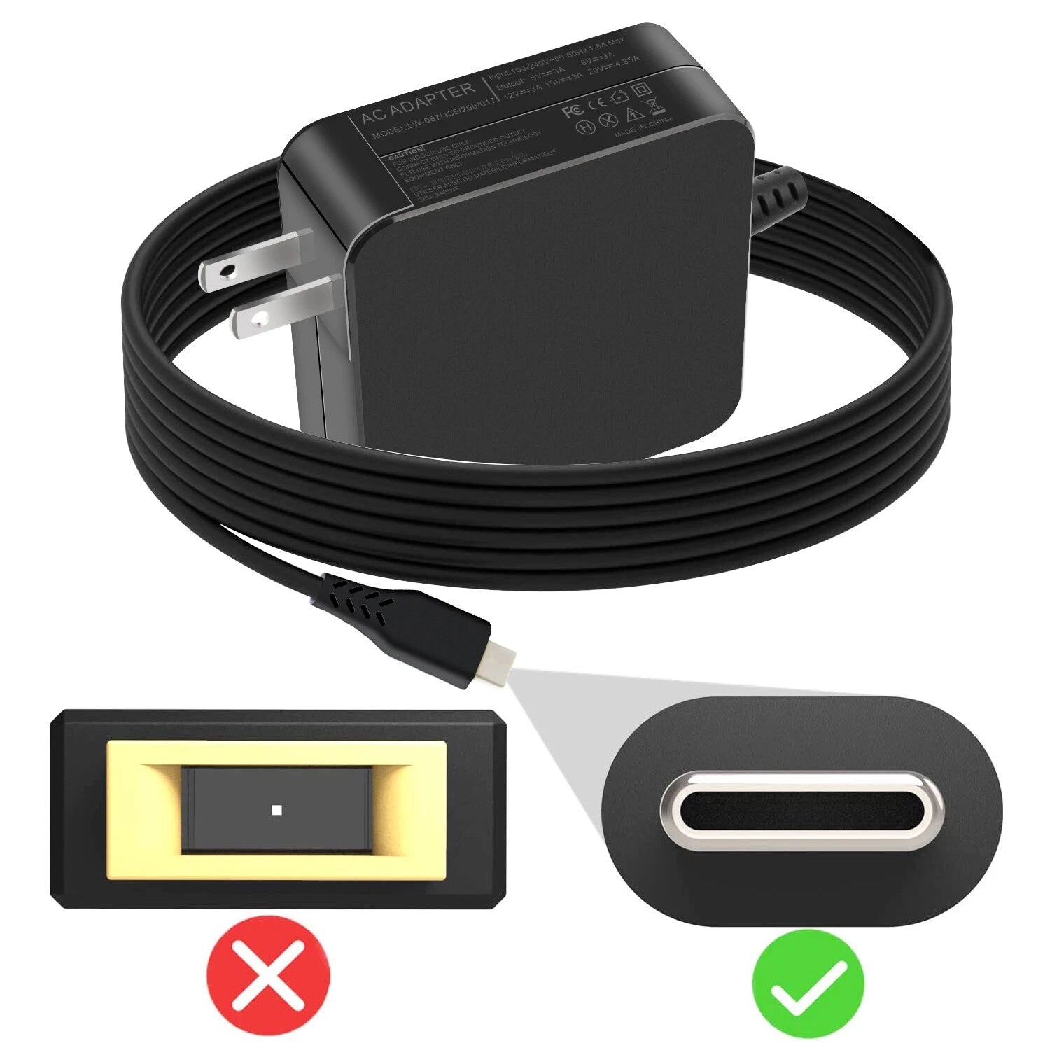 65W AC Charger For Lenovo Yoga 910 910-13 910-13IKB Power Supply Adapter Cord