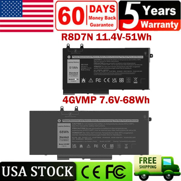 R8D7N 4GVMP Battery for Dell Latitude 5400 5410 5500 5510 Precision 3540 M3540
