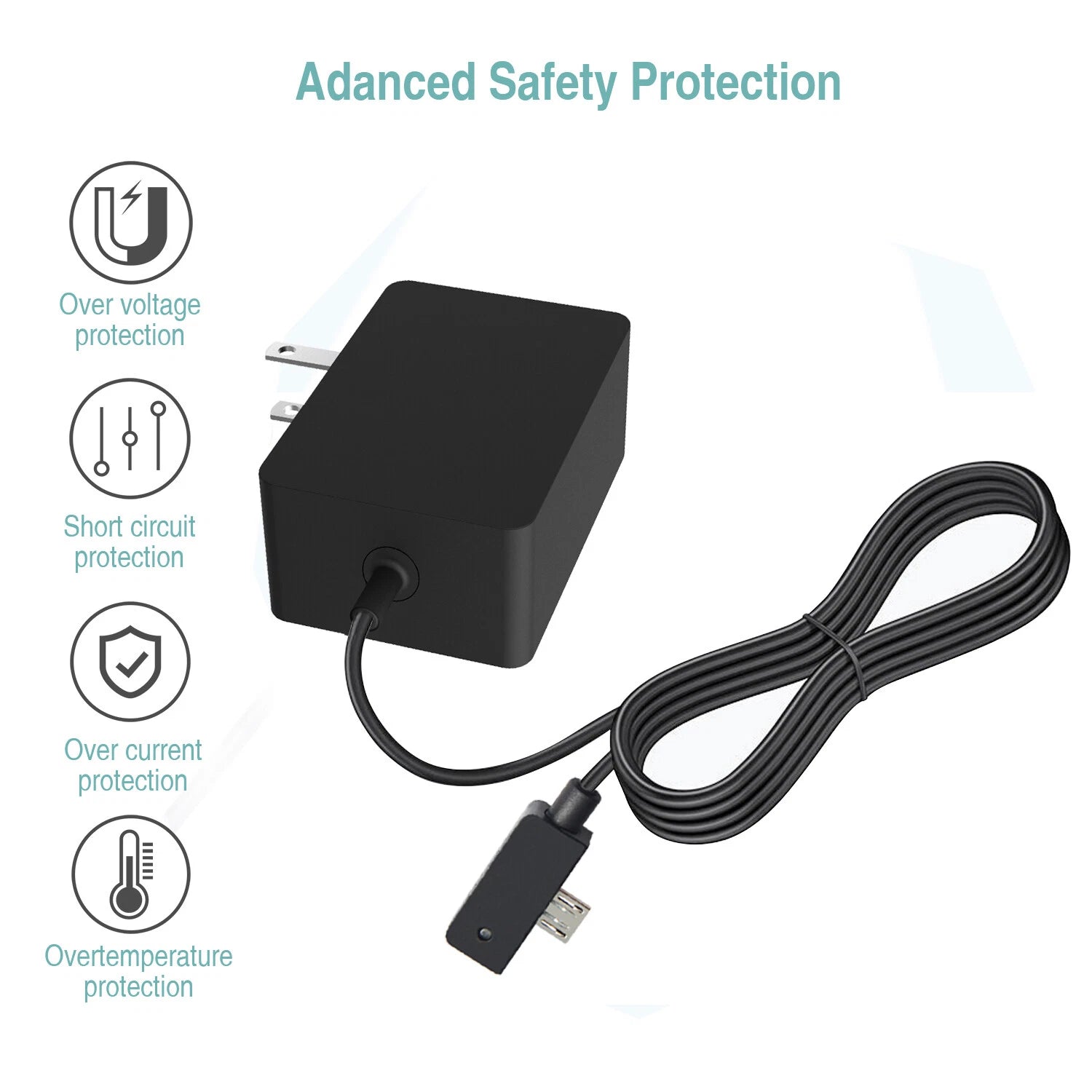 For Surface 3 Model 1623 1624 1657 Tablet USB Charging Cable Adapter Charger 13W