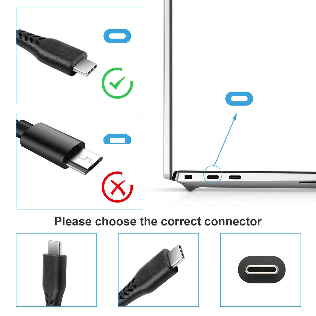 PD Type-C USB-C Laptop Charger for HP Chromebook Lenovo Dell Asus Samsung Switch