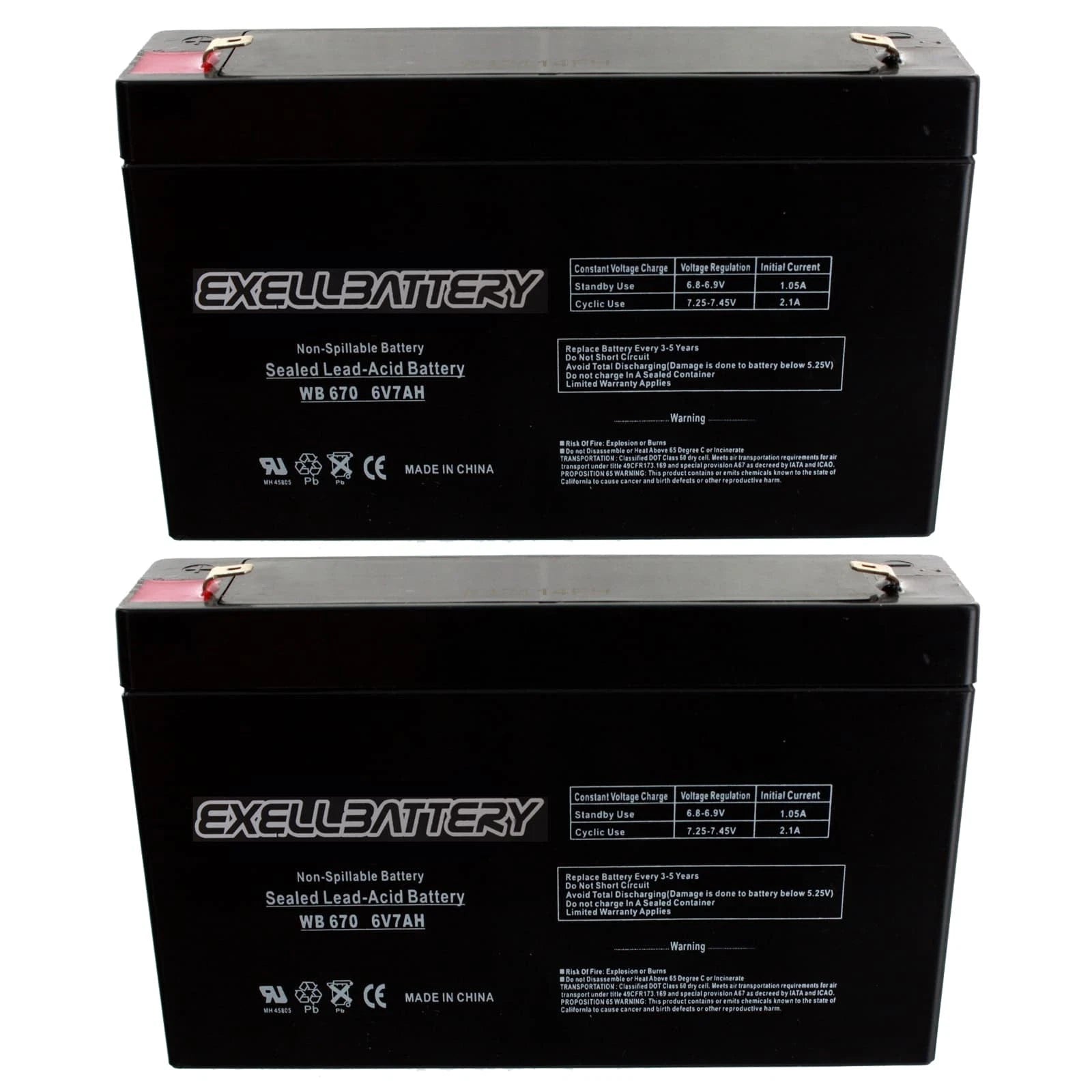 NEW 2PC 6V 7Ah SLA Battery EB670 SLA For UB670, PS670, D5734