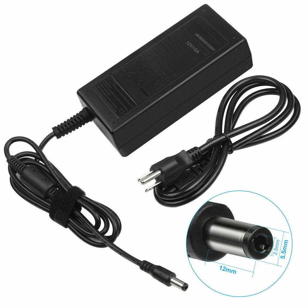 12V DC 5A 5amp 60W POWER ADAPTER CHARGER Transformer for LED Strip, CCTV US cord