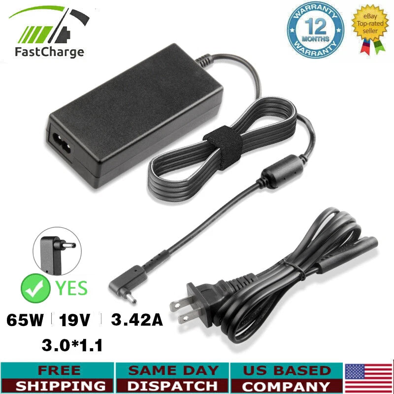 For Acer Spin Aspire ONE Laptop Power Supply AC Adapter Charger Cord 19V 65W