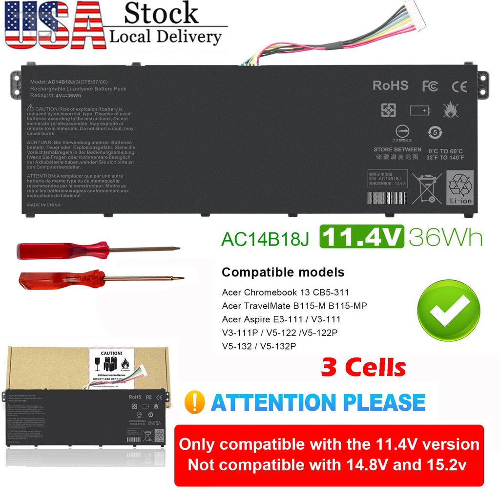 ??AC14B18J AC14B13J Laptop Battery For Acer Aspire E 11 ES1-131 ES1-111M ES1-331