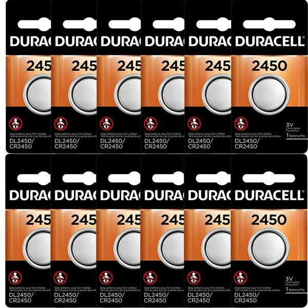 12 Pcs Duracell 2450 CR2450 DL2450 3V Lithium Coin Cell Battery