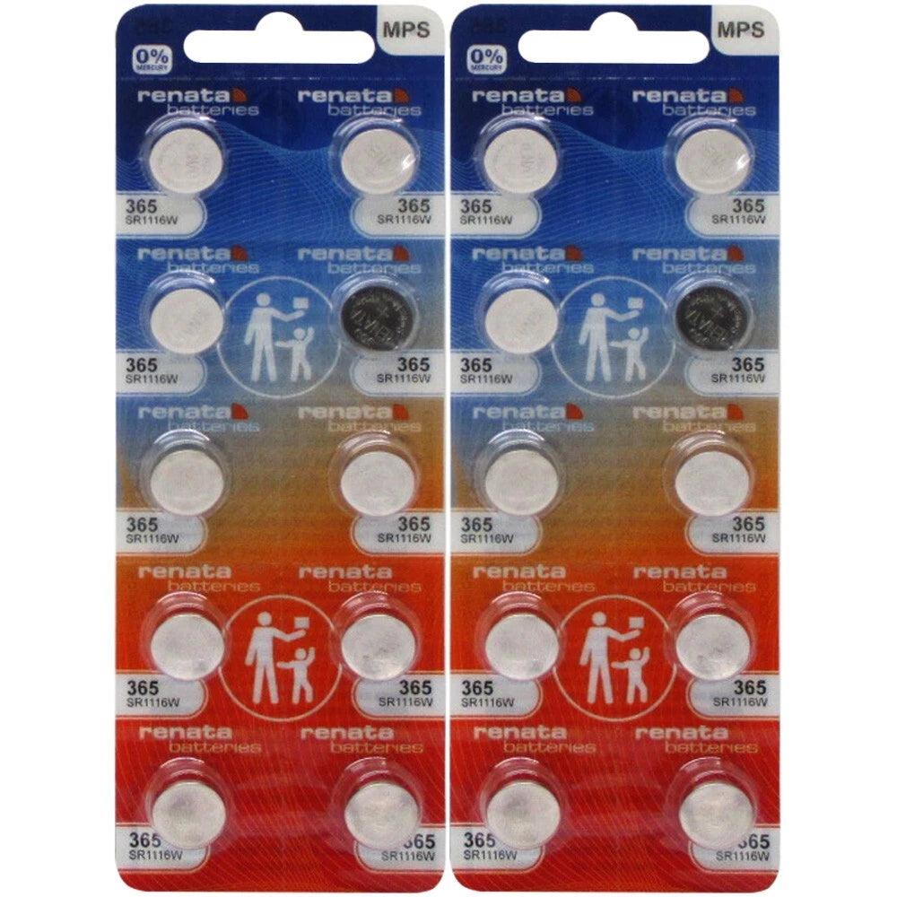 20 Renata 365 Watch and Calculator Batteries