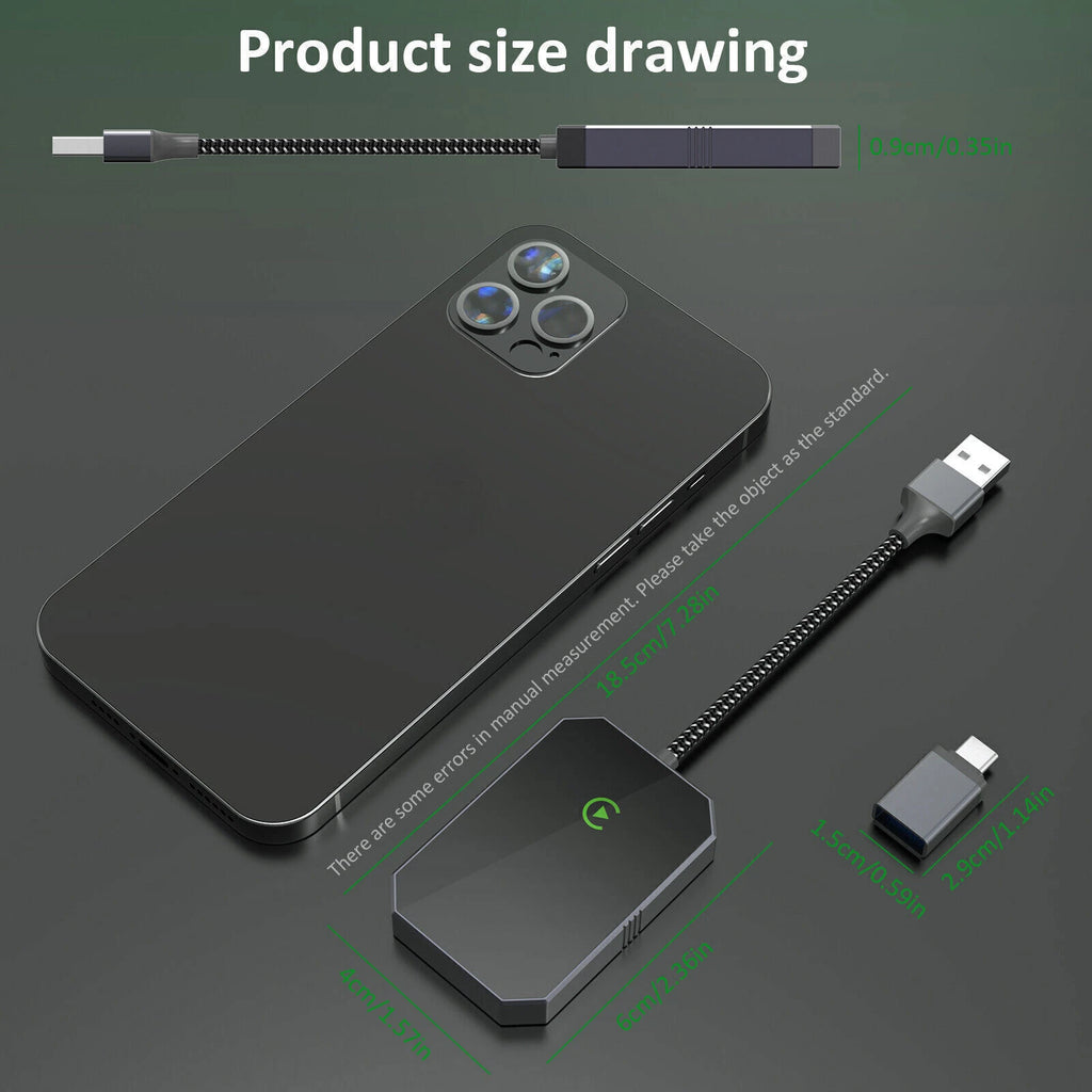 2-in-1 Wireless Apple CarPlay / Android Auto Adapter USB Plug&Play Dongle NEW