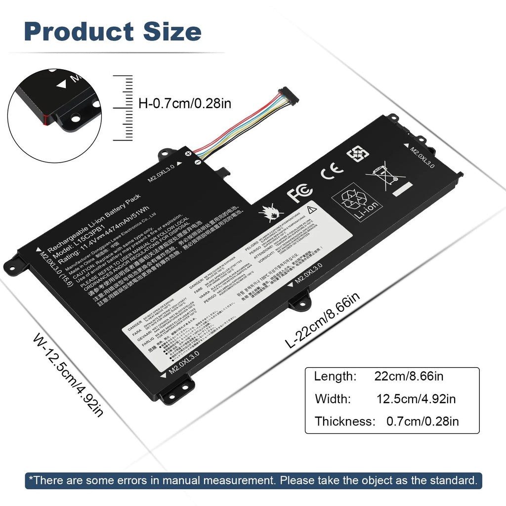 BATTERY L15C3PB1 L15M3PB0 L15C3PB1 FOR LENOVO IdeaPad 330S-14AST 330S-14IKB 51WH