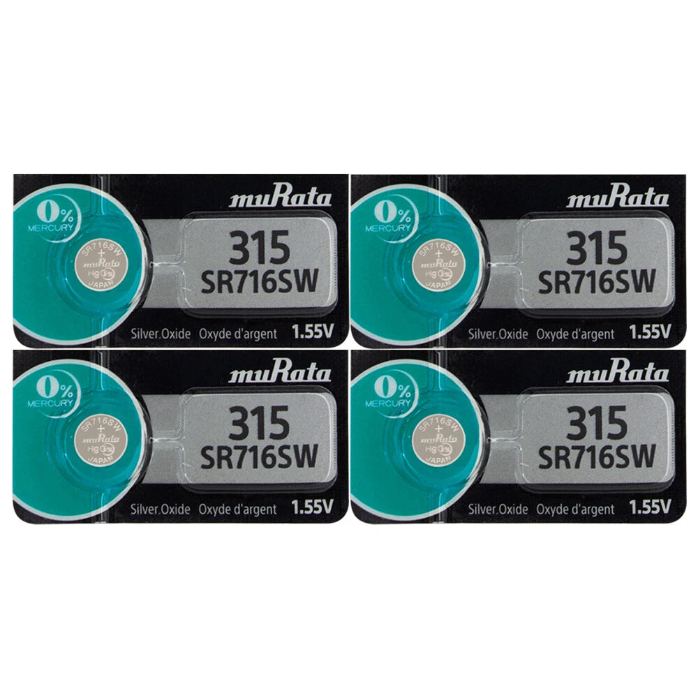 4 Murata 315 Watch and Calculator Batteries - Replaces Sony