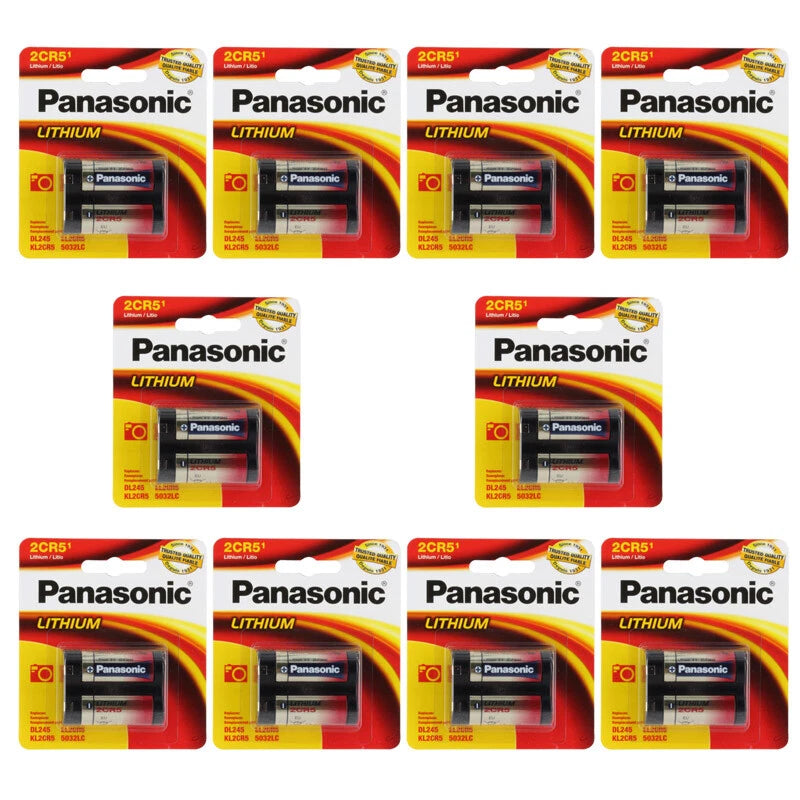 10 x Panasonic 2CR5 6V Lithium Battery, DL45, KL2CR5, 5032LC NEW