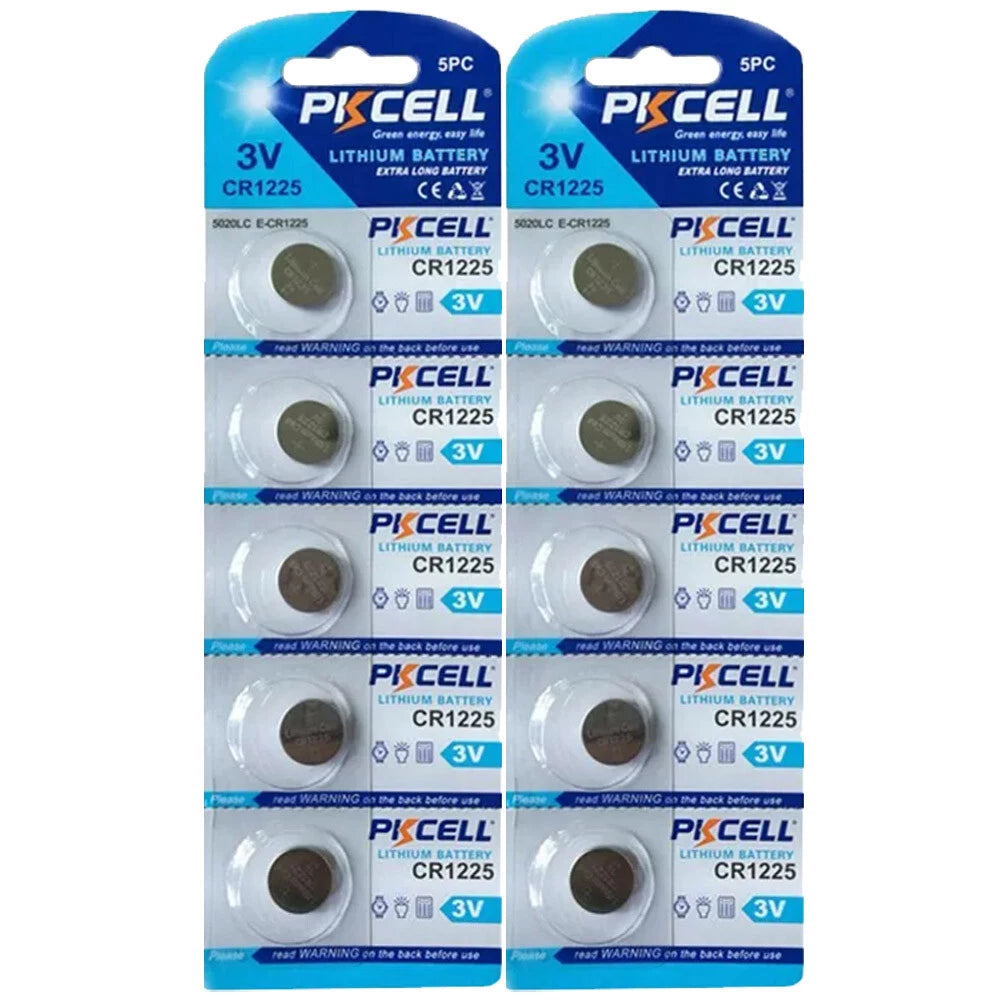 10 PCS PKCELL CR1225 Coin Button Cell 3V Lithium Batteries
