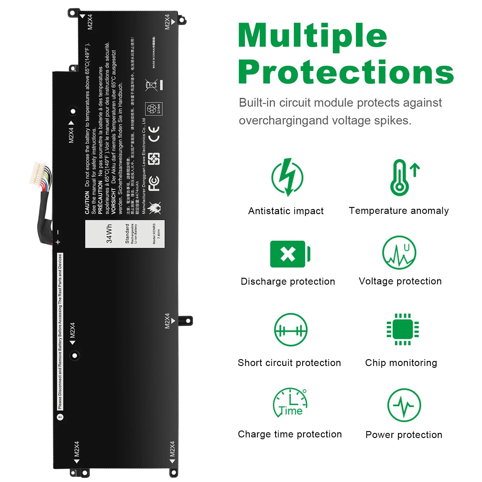 XCNR3 Battery for Dell Latitude 13 7370 E7370 Series WY7CG MH25J 0XCNR3 34Wh