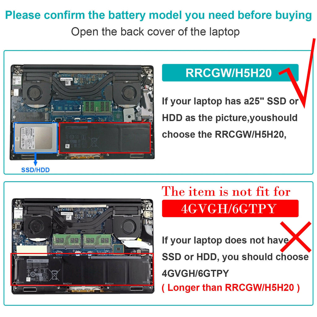 H5H20 RRCGW Battery For Dell XPS 15 9550 9560 9570 Precision 5530 5520 M5520