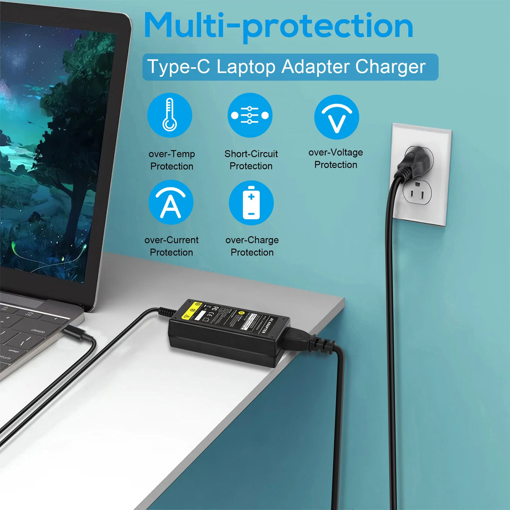 USB-C Charger for LG Gram 14 15 16 17 Laptop 16Z90P 15Z90P Type-C Power Adapter