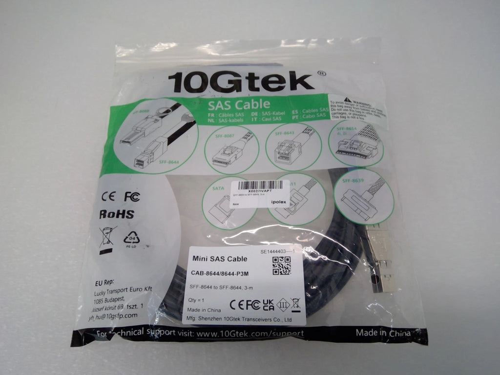 NEW 10Gtek 3M(10ft) 12G External HD MiniSAS Cable CAB-8644/8644-P3M SFF-8644