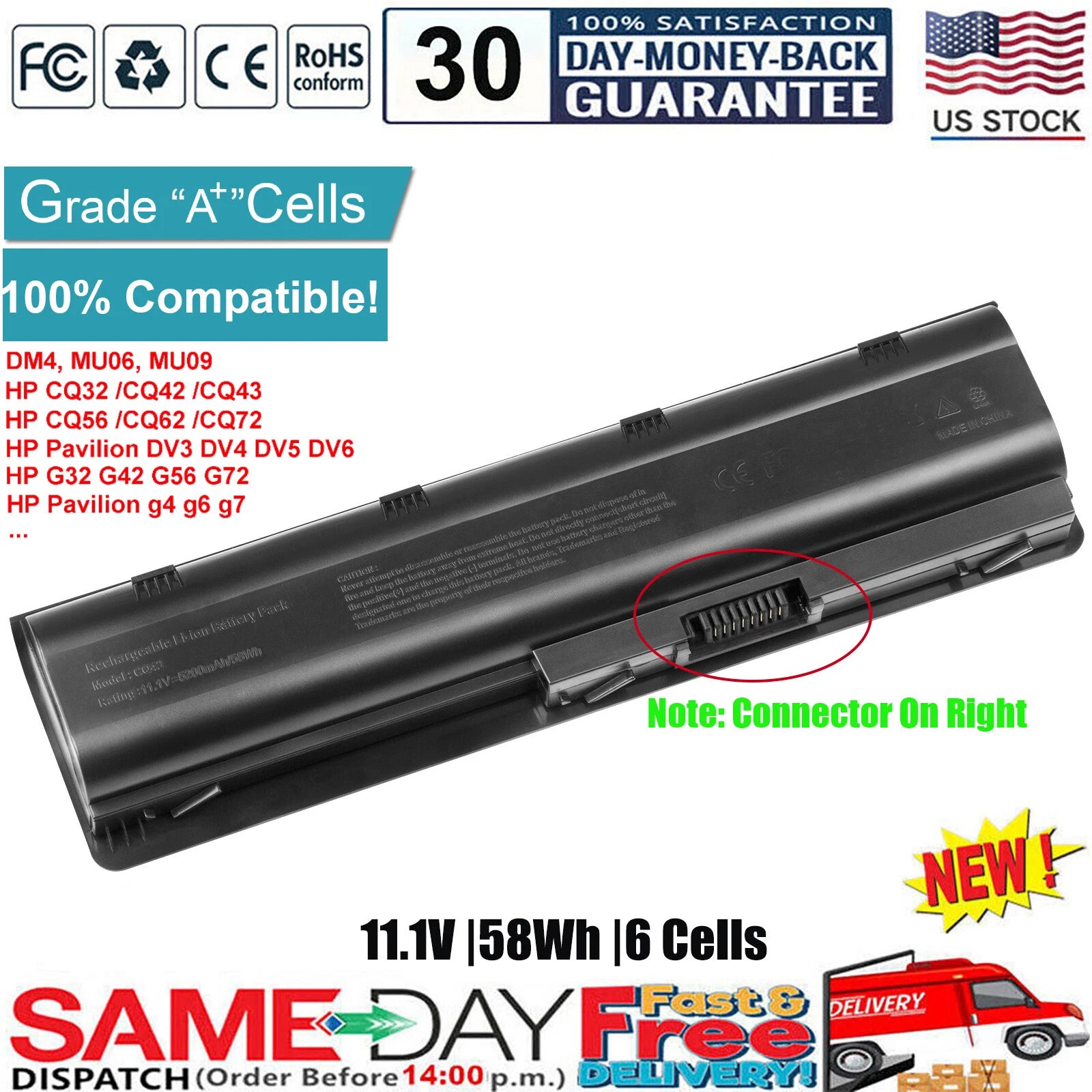?Battery for HP 2000 2000z-100 630 631 635 636 Notebook PC G62 G42 G56 G72 MU06