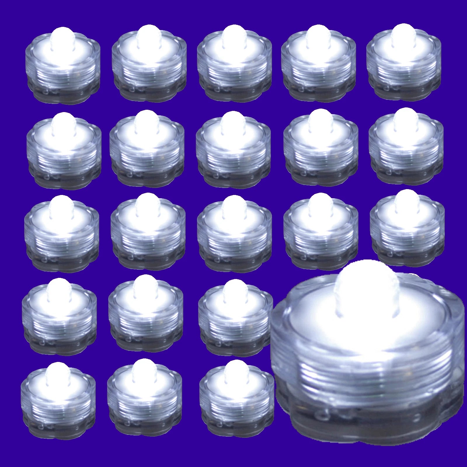 Submersible Waterproof Battery LED Tea Light ~ Wedding Decoration~WHITE~ 24 Pack