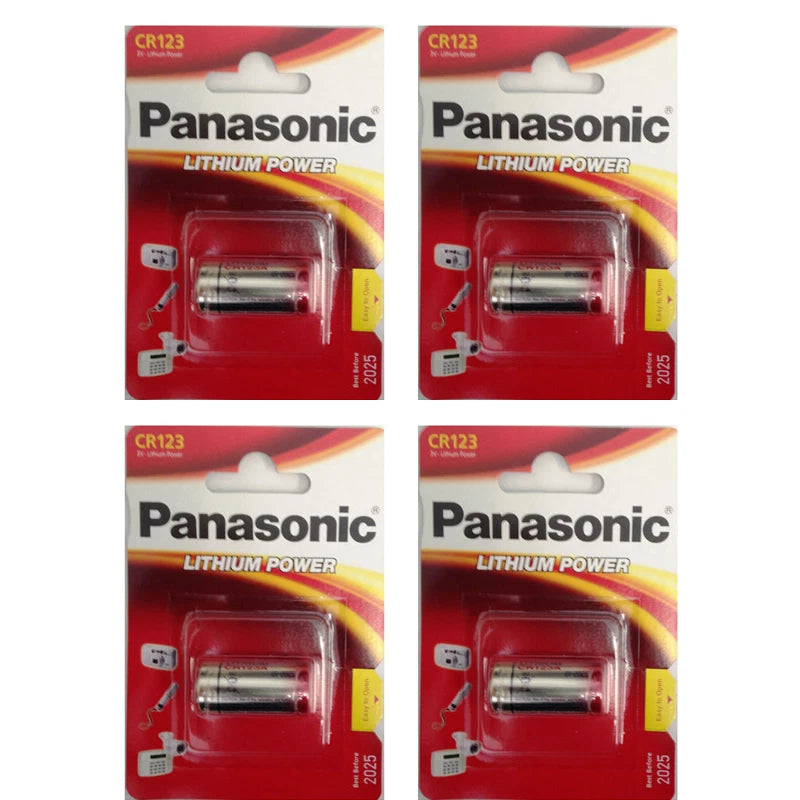 4 Pcs Panasonic CR123A 123 Lithium Batteries for Cameras and Flashlights