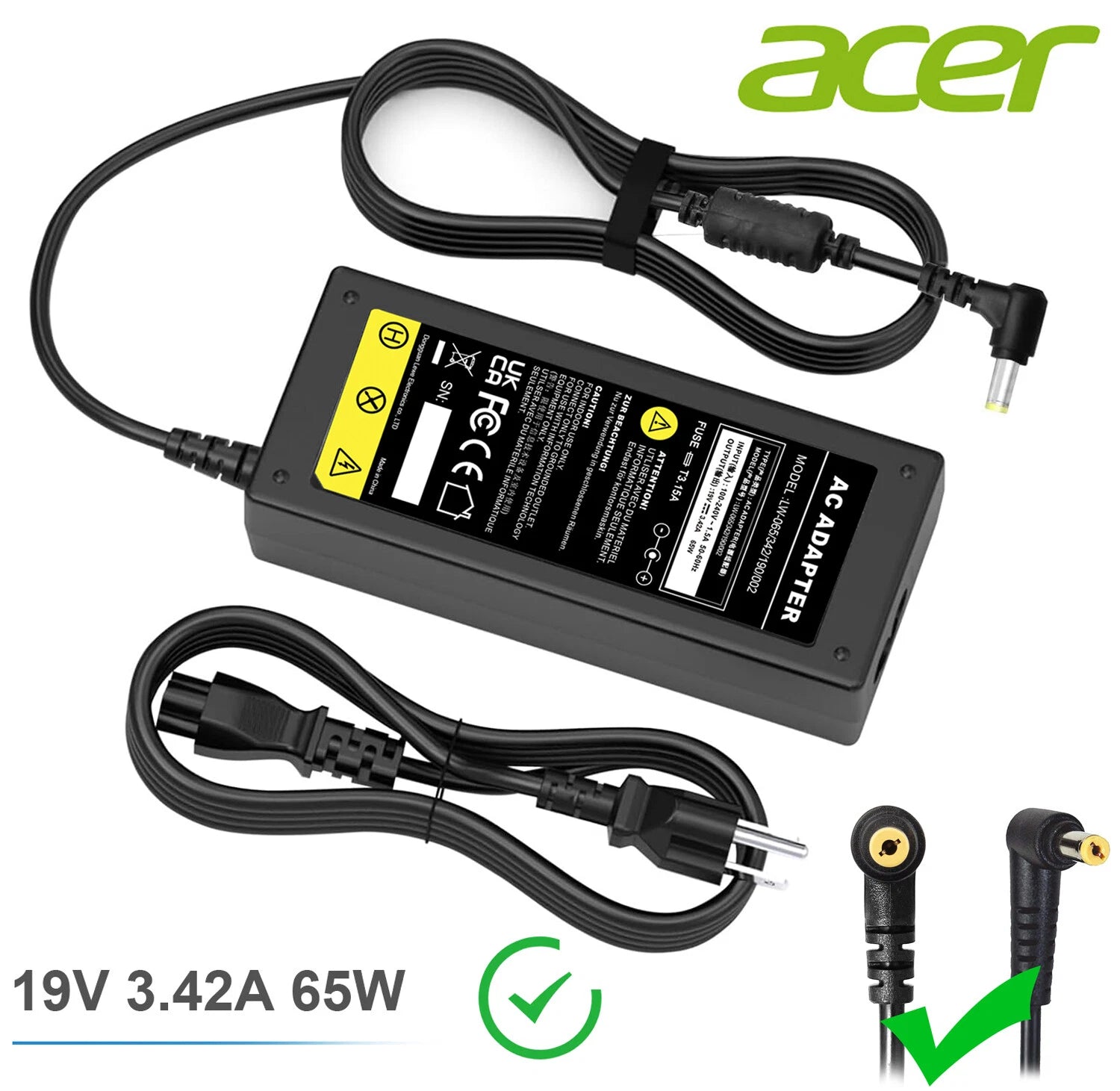 AC Adapter Charger Power Cord For Acer Aspire E11 E14 E15 E17 V5 E3 E5 ES1 US