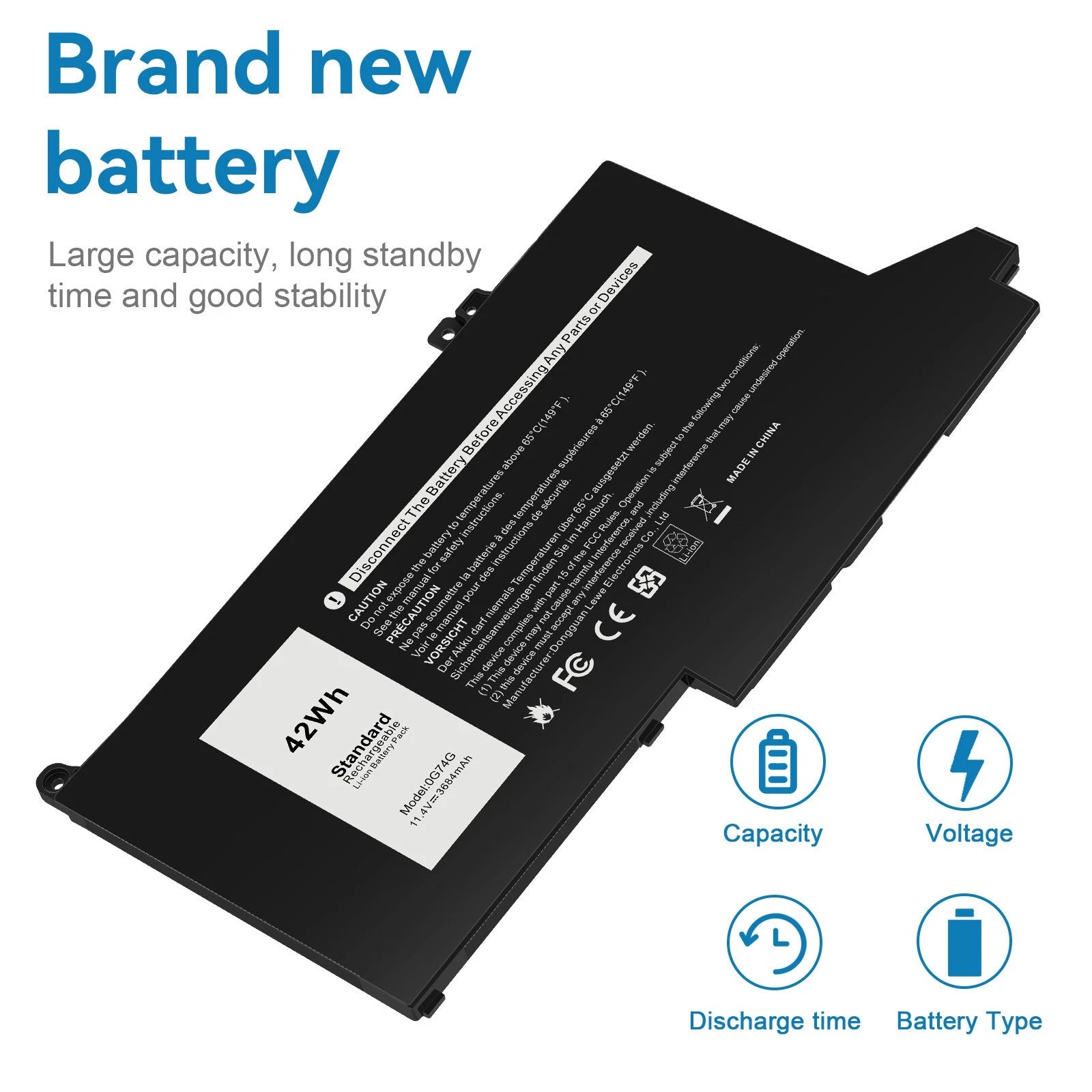 42Wh 0G74G Battery for Dell Latitude 5300 2-in-1 5310 7300 7400 2PFPW 3KF82 G74G