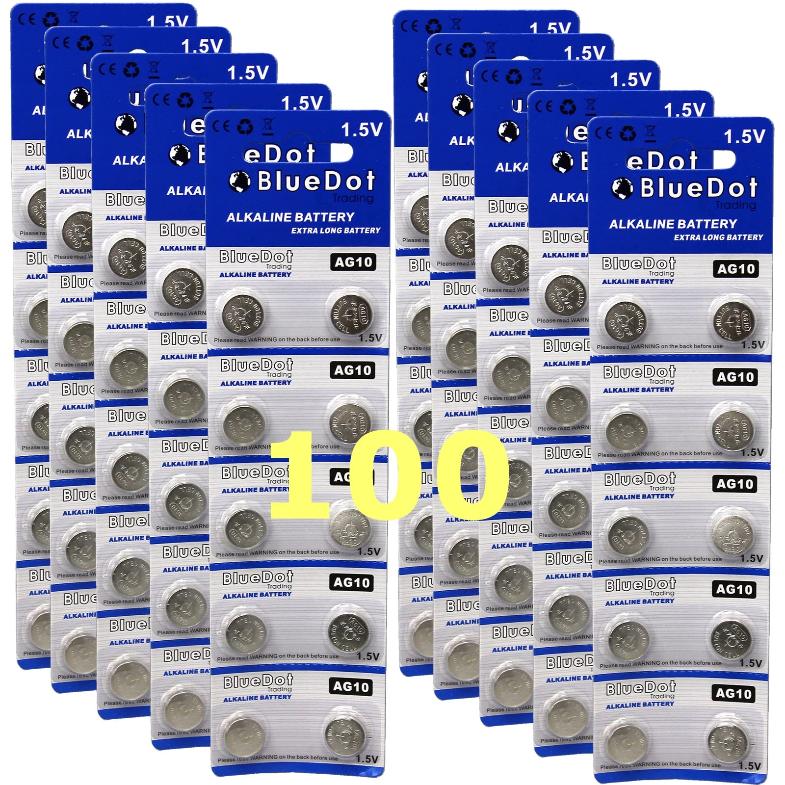 100 Pk Alkaline Button Cell Battery LR54 D389 LR1130 AG10 389 390 189 L1131 USA